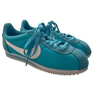 EUC Woman’s Nike Cortez Suede Accent Shoes Turquoise Blue White Size 7.5 24.5cm